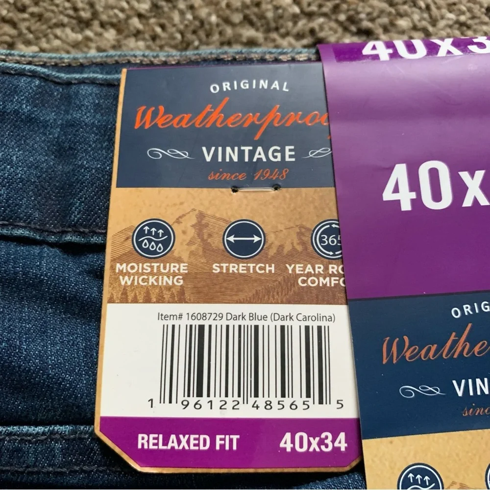 NWT Men’s Weatherproof Jeans 40 x 34 Relaxed Fit